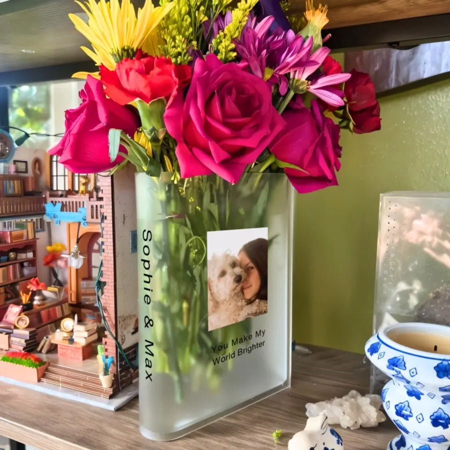 Customize Photo Book Vase Made-To-Order Home Decor Keepsake Personalize Photo Gifts