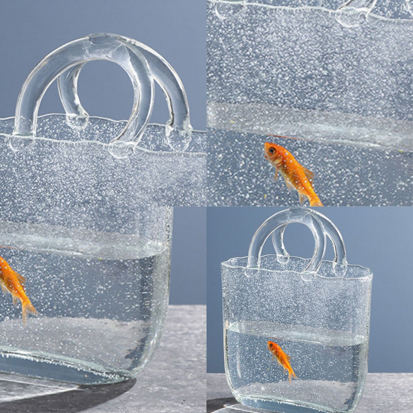 Handbag Shaped Glass Bag Vase with Fish Bowl Perfect for Home Decor and Events